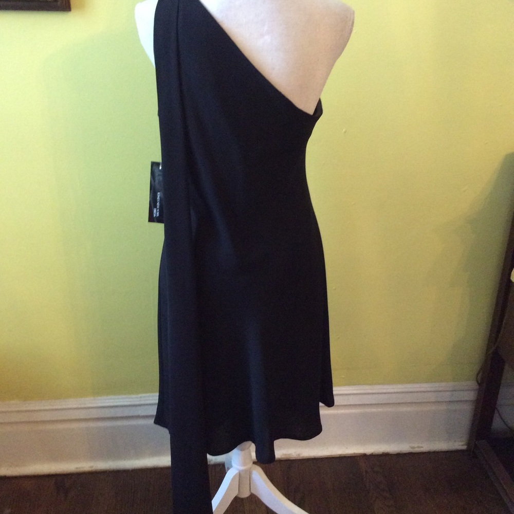 JNY NWT Gorgeous Black/Pink One Shoulder Dress 10 - Picture 6 of 15